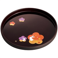 宴うさぎ 溜塗丸盆(尺丸)